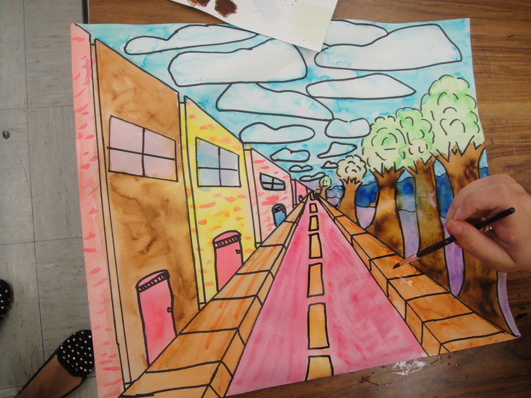 7th Grade One Point Linear Perspective Creation Station