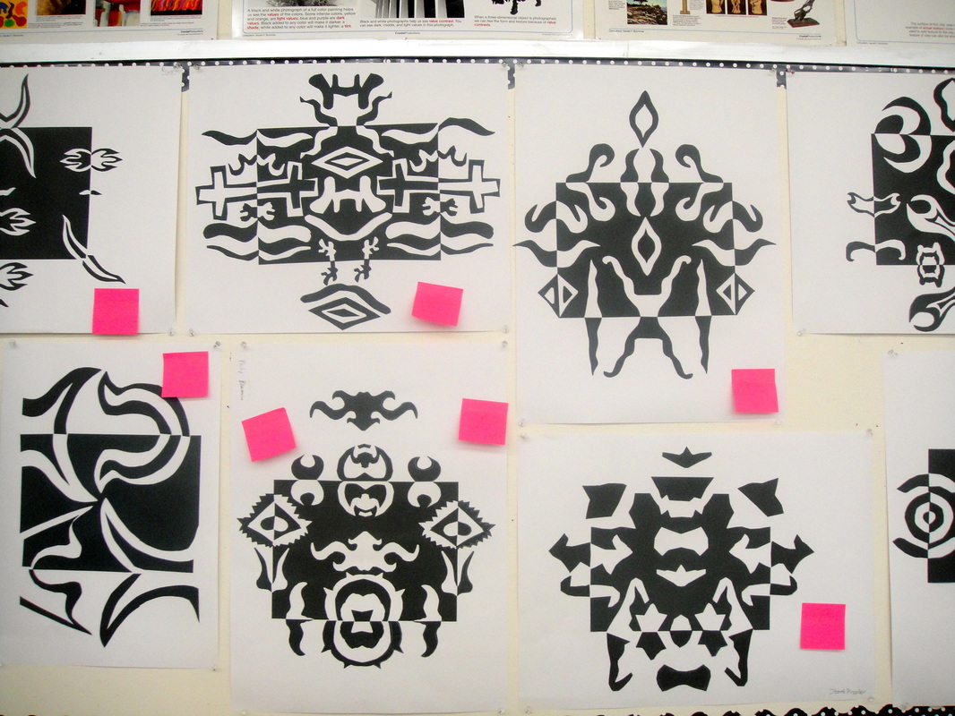 7th Grade Notan Cut Paper Designs - creation station